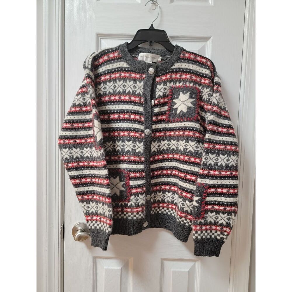 Vintage Snowflake Wool Knit Sweater M